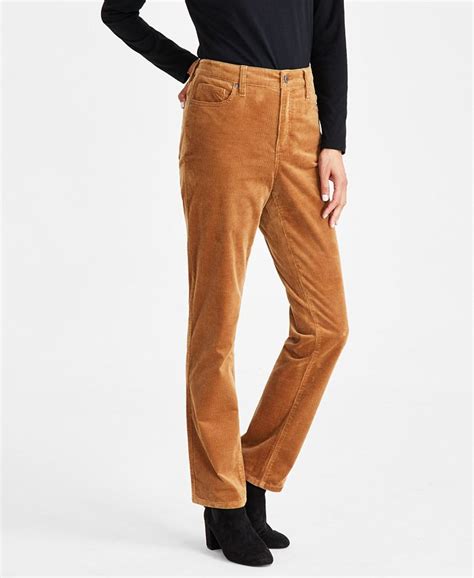 Style And Co Womens High Rise Straight Leg Corduroy Pants Created For Macys Macys