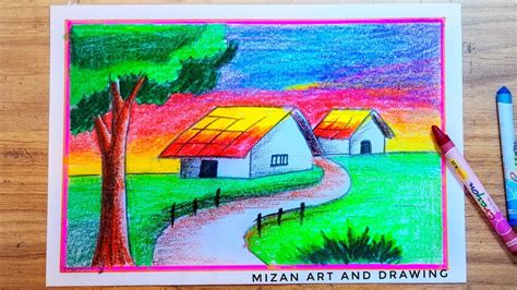 Best And Easy Nature Drawing Prakritik Drishya Oil Pastel Drawing