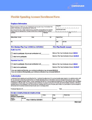 Fillable Online Flexible Spending Account Enrollment Form My Benefits