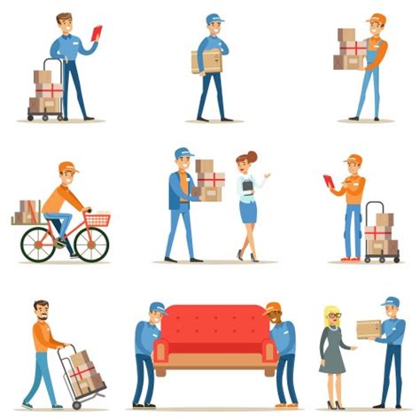 Moving Service Delivery Workers Loading Royalty Free Vector