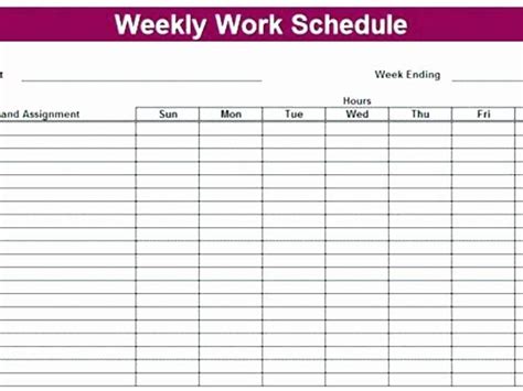 Day Work Schedule Template Riset