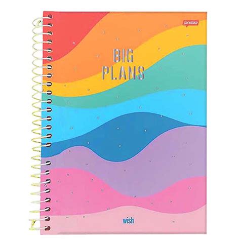 Caderno Espiral Pautado Fls Wish Jandaia Papelaria Bar O