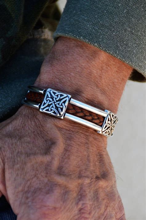 Mens Celtic Knot Bracelet Triquetra Bracelet Silver Etsy Celtic