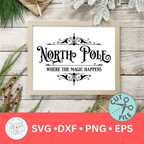 North Pole Svg Cut File Christmas Digital File For Cookie Etsy