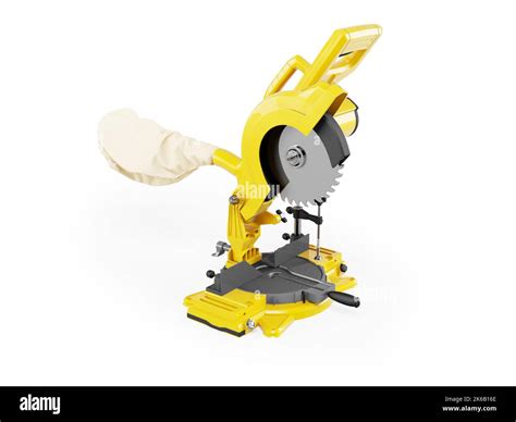 3d Illustration Of An Angle Grinder For Wood With Chip Bag On White