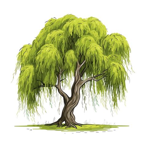 Premium Vector Hand Drawn Flat Color Willow Tree Illustration