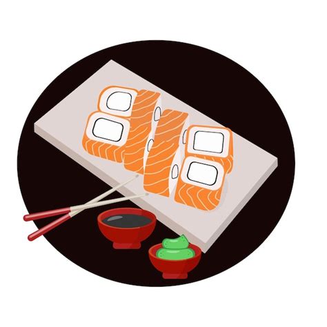 Premium Vector Japanese Food Sushi Fish Rolls Japanese Sushi Vector