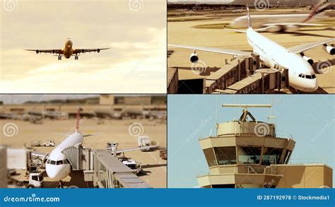 Aviation Industry Air Travel Business Scene Of Airplanes Landing At