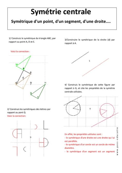 Symétrique d un point d un segment d une droite Symétrie