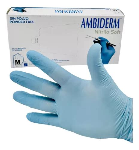 Guante Nitrilo Soft Azul Ambiderm No Estéril Mediano Caja 100 Pzs Talla