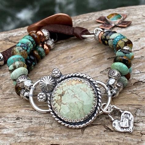 Handmade Genuine Hubei Turquoise Boho Bracelet Firebird Variscite