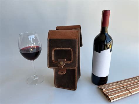 Personalized Leather Wine Bag Custom Wine Bottle Holder Genuine Leather Wine Bagcustom