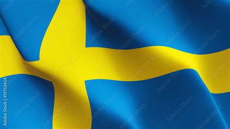 Sweden flag waving loop. Swedish flag blowing on wind. Stock Photo ...