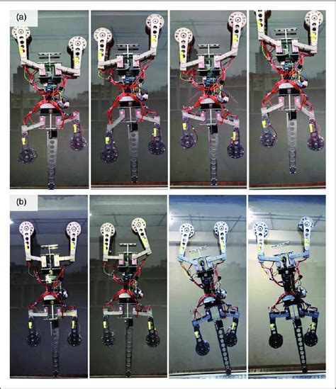 A The Straight Climbing Process Of The Robot On The Glass B The Download Scientific