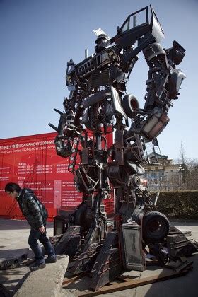 Giant Transformer Statue Made Car Parts Editorial Stock Photo - Stock ...