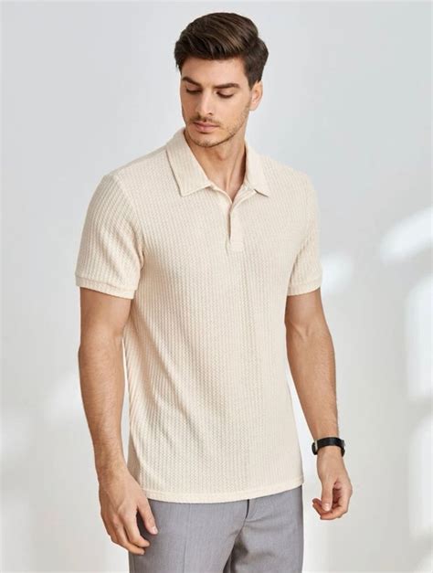 Shein Men Waffle Knit Polo Shirt Curated On Ltk In 2023 Polo Shirt