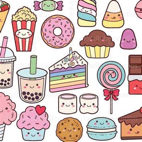 Perfect Match Kawaii Clipart Set Cute Food Clip Art Friendship Etsy