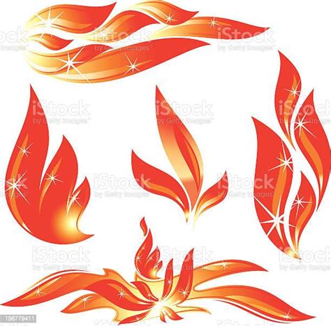 Fire And Flames Icon Set Stock Illustration Download Image Now Burning Design Element Fire