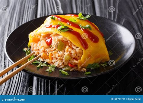 Omurice, Omelette Rice With Ketchup Sauce. Royalty-Free Stock Photo ...