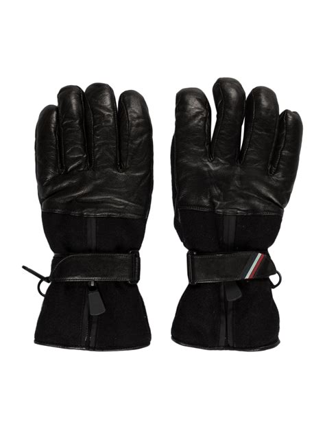 Moncler Leather Trimmed Wool Gloves Accessories Moc The Realreal