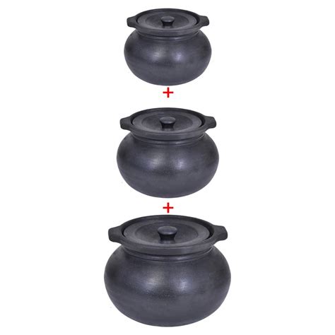 Buy Mittimagic Flat Bottom Black Round Clay Cooking Pot Set Capacity