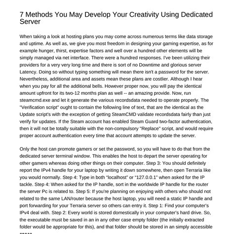 Eight Methods You May Grow Your Creativity Using Dedicated Serverhwlpz