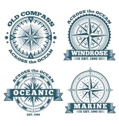 Vintage Marine Compass Logo Set Royalty Free Vector Image