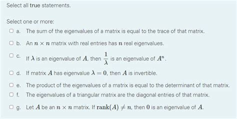 Solved Select All True Statements Select One Or More O A