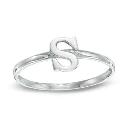 Stackable Letter "S" Ring in 10K White Gold - Size 7 | Piercing Pagoda