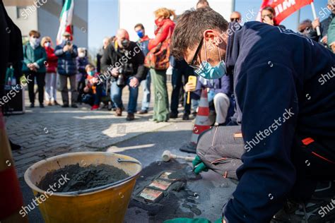 Ceremony Laying Pietre Dinciampo Stolpersteine Made Editorial Stock