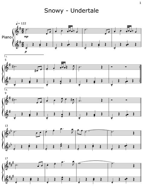 Snowy Undertale Sheet Music For Piano