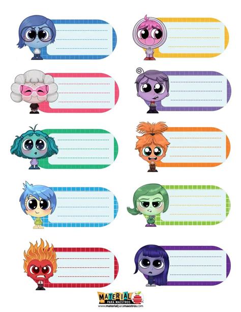 Etiquetas IntensaMente Pdf In 2024 School Stickers Name Tag For