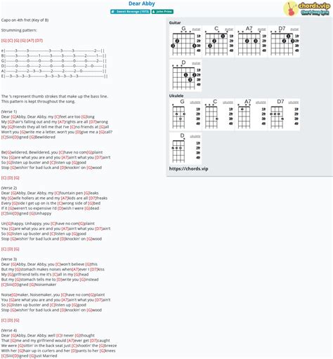 Hợp âm: Dear Abby - cảm âm, tab guitar, ukulele - lời bài hát | chords.vip
