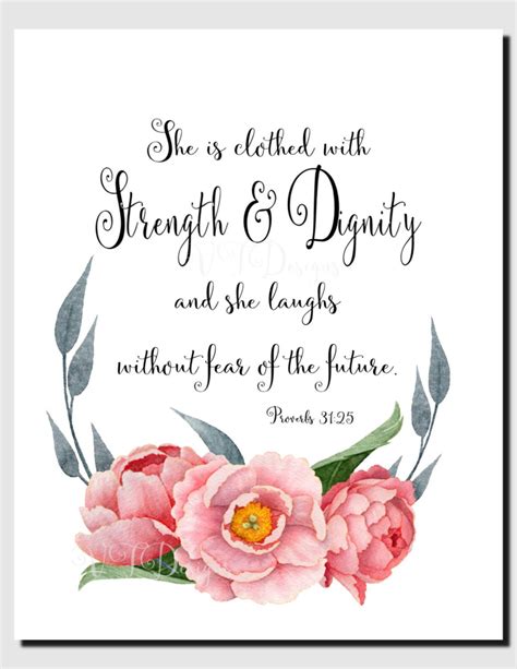 She Is Clothed With Strength And Dignity Proverbs 3125 Printable