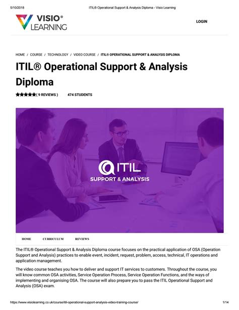 ItilÂ® Operational Support And Analysis Diploma Visio Learning