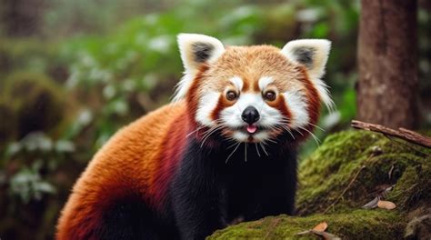 Panda Vermelho Fecha Na Natureza Em Perigo Foto Premium