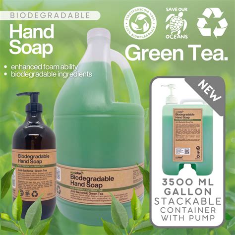 Eco Friendly Liquid Hand Soap Green Tea Scent 100 Biodegradable