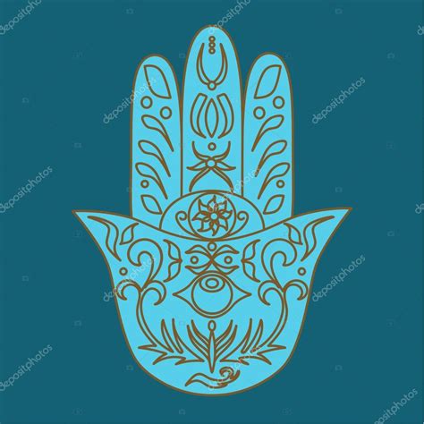 Elegante Hamsa Ornamentada A Mano Mano De F Tima Buena Suerte Y