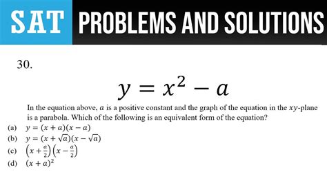 Y X A In The Equation Above A Is A Positive Constant And The