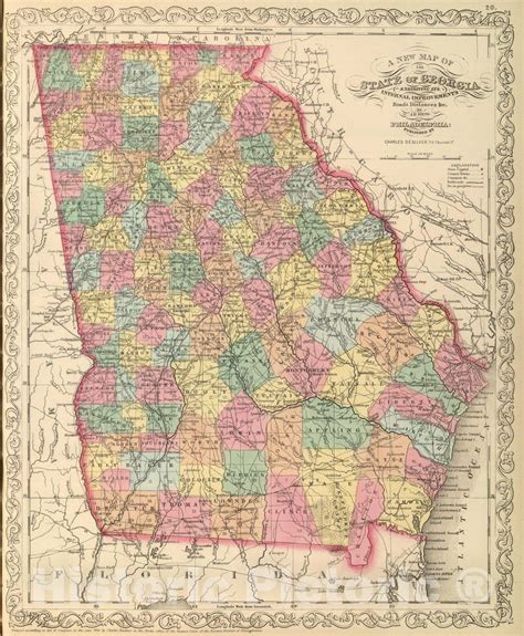 historic map  georgia vintage wall art historic pictoric