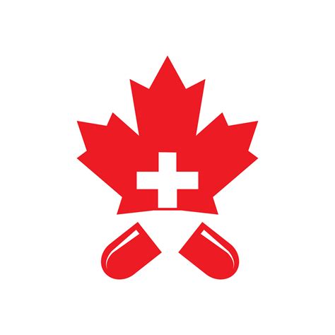 medical health hospital cross with maple Canada logo icon vector ...