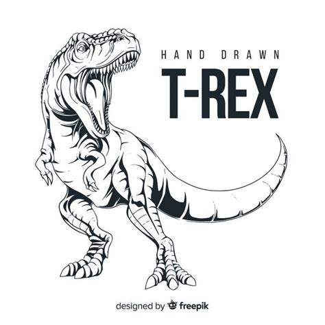 Hand Drawn T Rex Background Free Vector How To Draw Hands T Rex