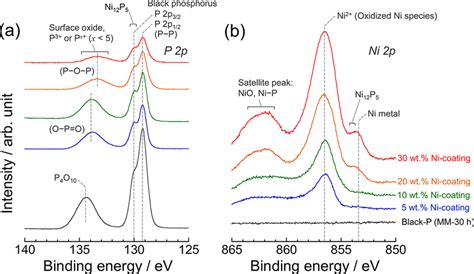 Xps Spectra Of A P 2p And B Ni 2p Regions For Various Ni Coated