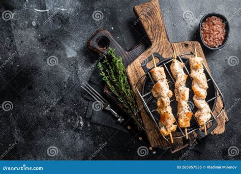 Grilled Chicken Skewers Souvlaki Poultry Meat Shish Kebab Black