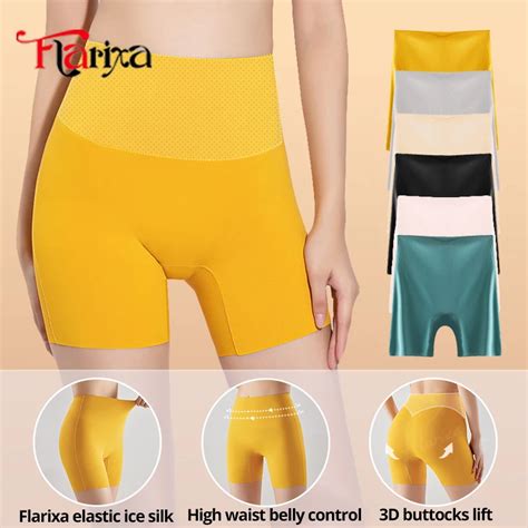 Flarixa High Waist Ice Silk Safety Pants Tummy Control Panties Women