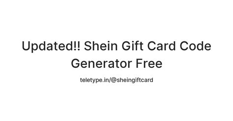 Updated Shein Gift Card Code Generator Free Teletype