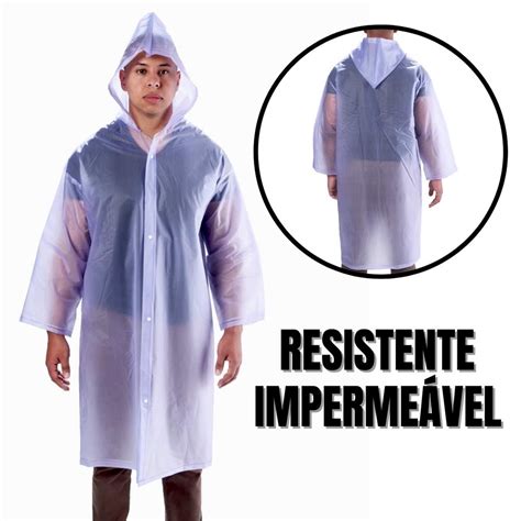 Capa De Chuva Forrada Capuz transparente Resistente Escorrega o Preço