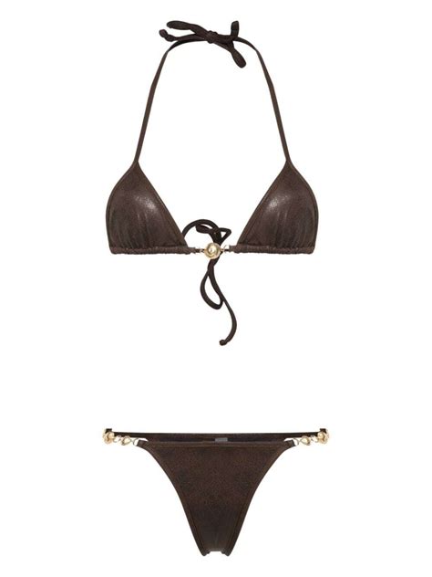 REINA OLGA Splash Triangle Bikini Brown Editorialist