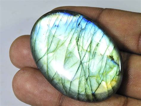 104Cts Natural Labradorite Oval Crystal Cabochon Loose Gemstone