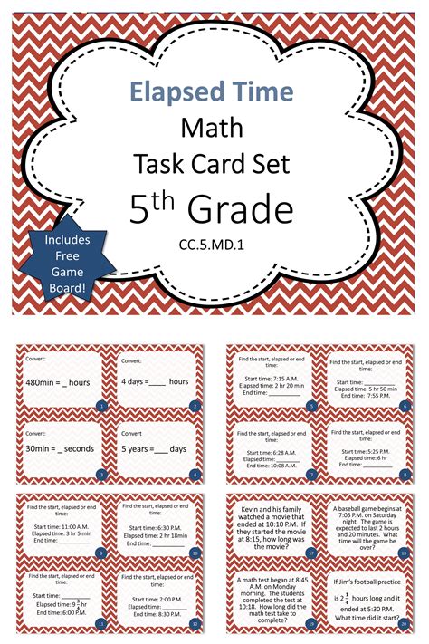 5th Grade Math Task Cards Elapsed Time Math Time Math Task Cards